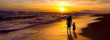 Father And Son Walking Sunset Beach Cover Photo