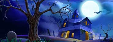 Spooky House Bats Cat Night Full Moon Cover Photo