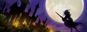 Witch On Broom Full Moon Cover Photo