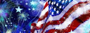 Waving Usa Flag With Fireworks Cover Photo