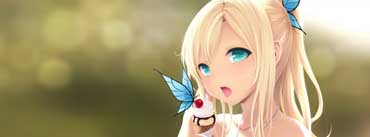 Anime Girl With Blue Butterfly Cover Photo