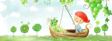 Green Grapes Boy Fishing Art Cover Photo