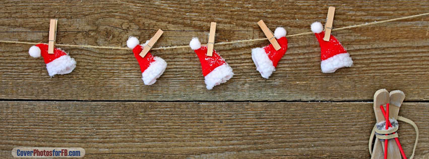 Santa Hats Attached To The Rope With Clothespin Cover Photo