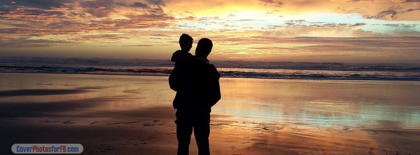 Father And Son At Sunset Beach Cover Photo