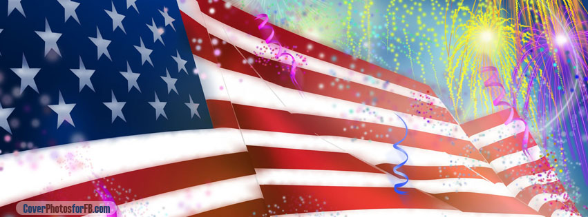 USA Flag Fireworks Happy July 4th Cover Photo