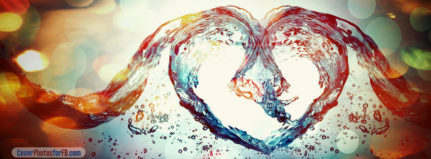 Love Heart Water Splash Cover Photo
