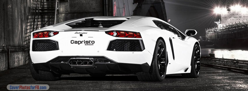 White Lamborghini Rear View Cover Photo