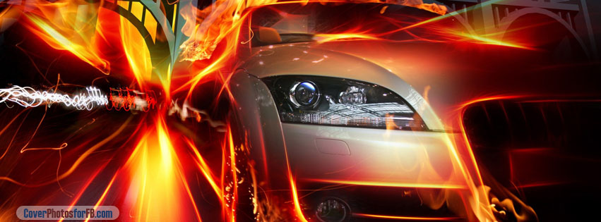 Racing Car Speed Flames Cover Photo