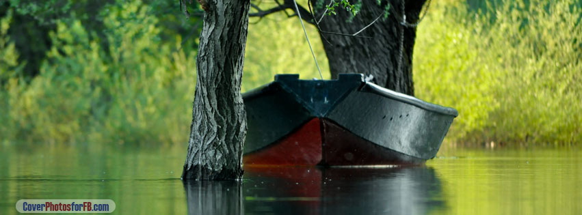 Boat With Green Trees Cover Photo