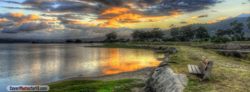 Empty Park Bench By River Cover Photo