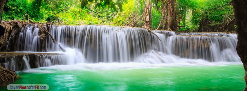 Green Tropical Waterfall Cover Photo