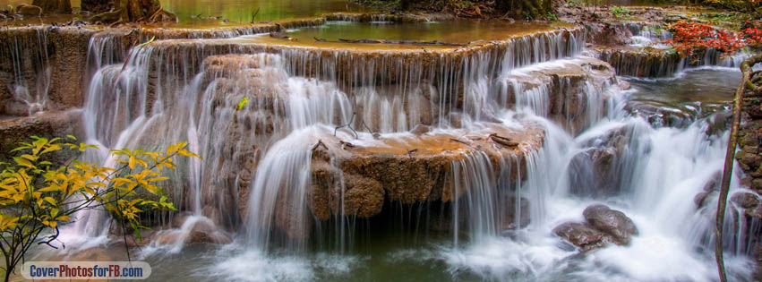 Waterfall Red Trees Cover Photo