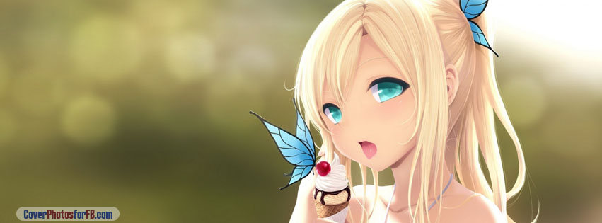 Anime Girl With Blue Butterfly Cover Photo