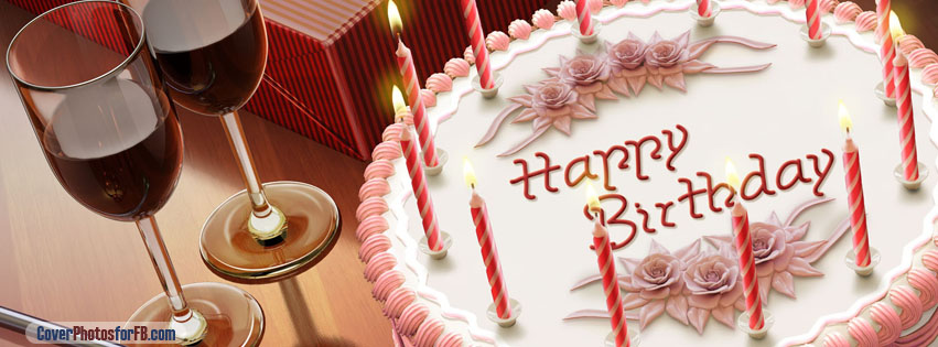 Happy Birthday Cake With Candles Cover Photo